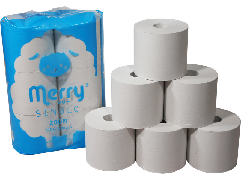 トイレットペーパー  メリー シングル 200ｍ 6ロール×5パック 芯なし